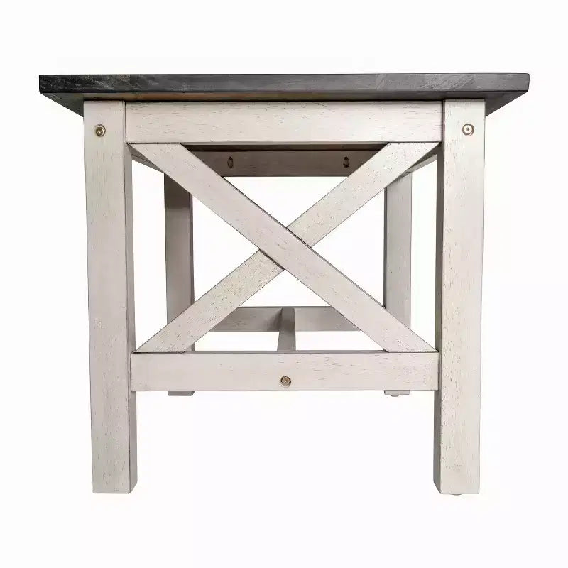 Mesa auxiliar rústica, mesa decorativa de madera maciza estilo casa de campo