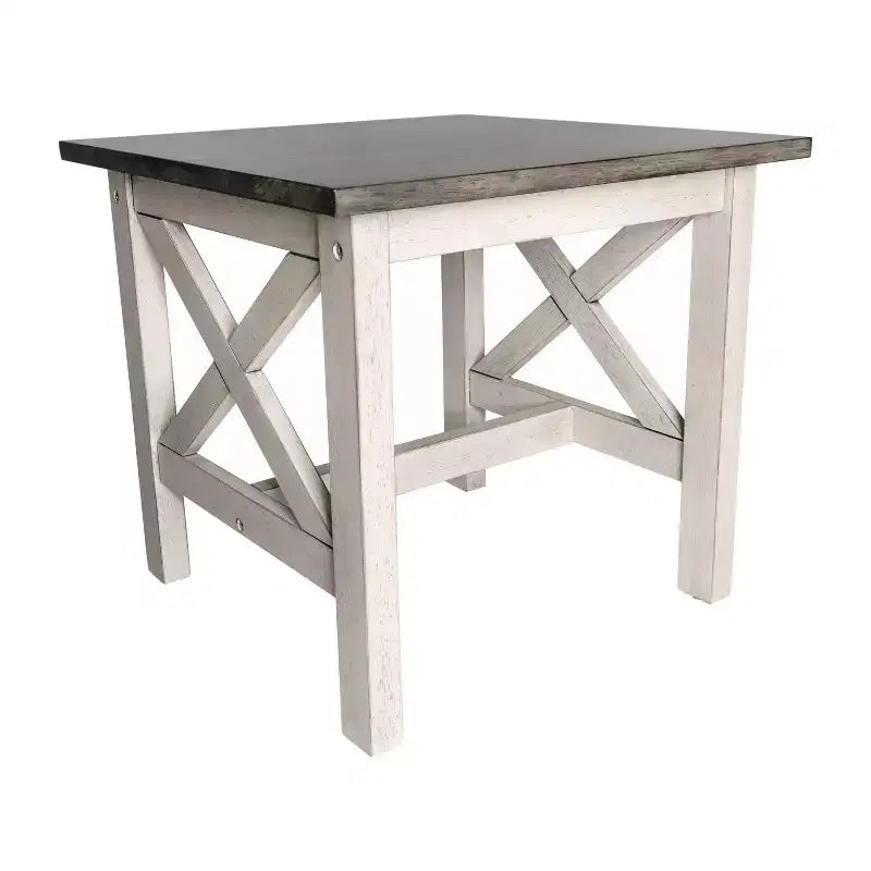 Merrick Lane Rustic End Table, Farmhouse Style Solid Wood Accent Table