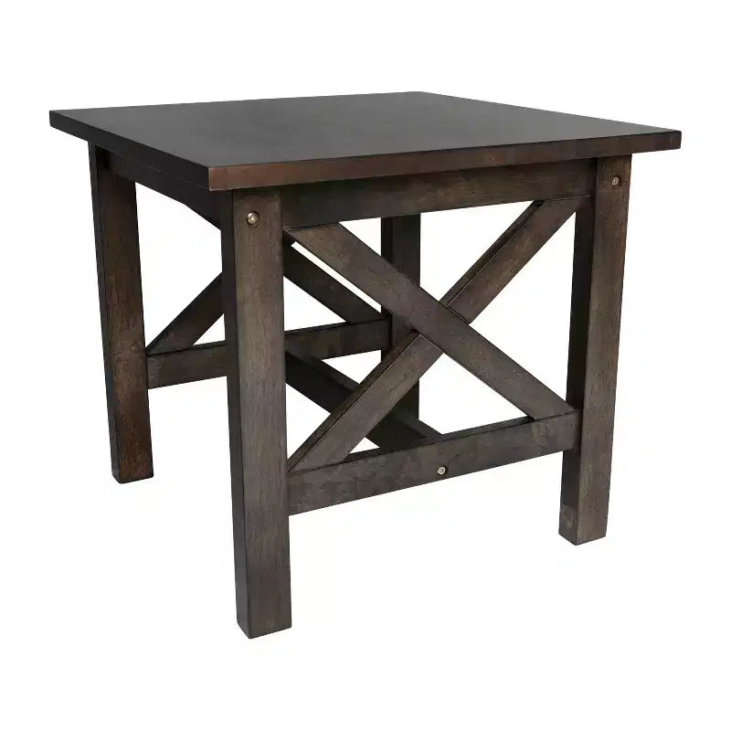 Mesa auxiliar rústica, mesa decorativa de madera maciza estilo casa de campo