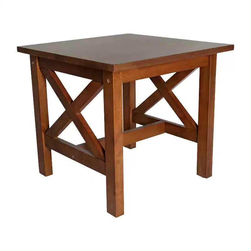 Mesa auxiliar rústica, mesa decorativa de madera maciza estilo casa de campo