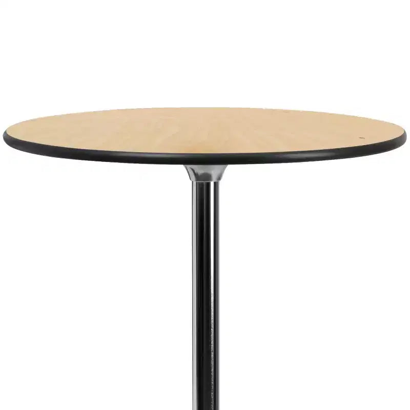 Mesa de cóctel redonda de madera de 30'' con columnas de 30'' y 42''