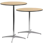 Mesa de cóctel redonda de madera de 30'' con columnas de 30'' y 42''