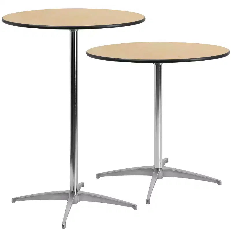 Mesa de cóctel redonda de madera de 30'' con columnas de 30'' y 42''
