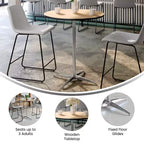 Mesa de cóctel redonda de madera de 30'' con columnas de 30'' y 42''