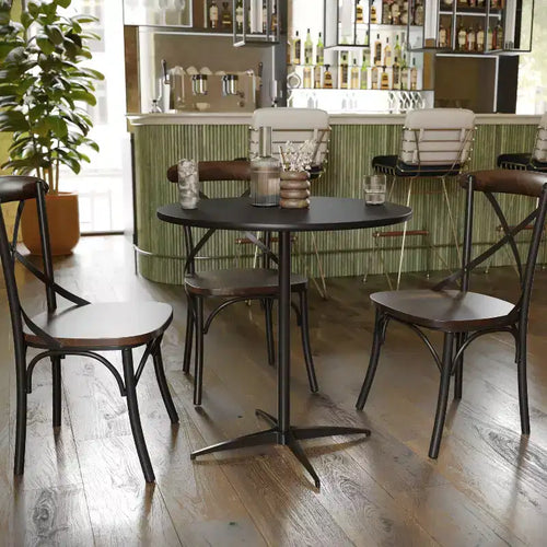 Mesa de cóctel redonda de madera de 30'' con columnas de 30'' y 42''