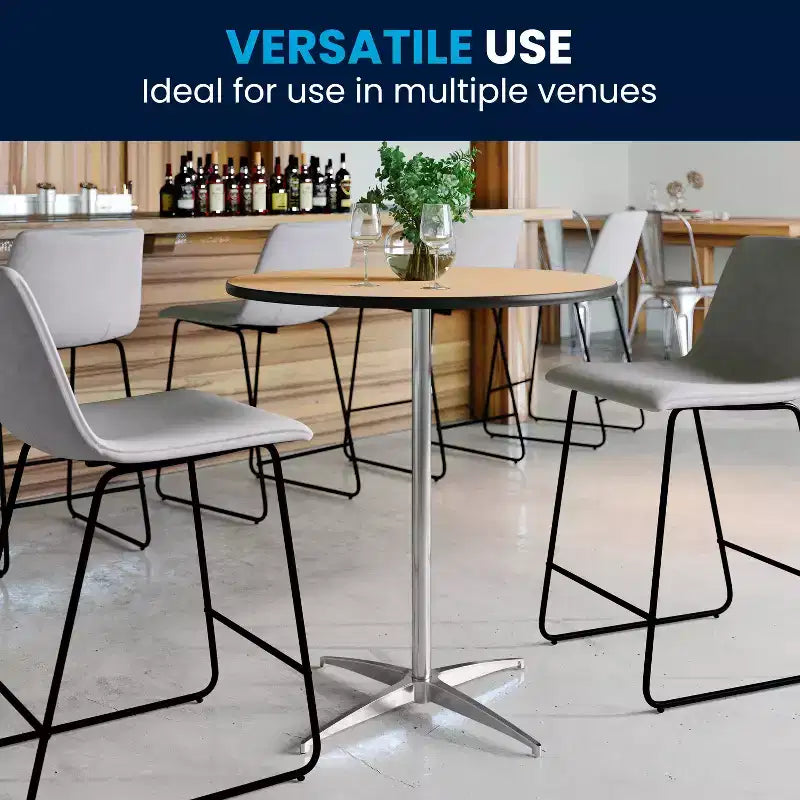 Mesa de cóctel redonda de madera de 30'' con columnas de 30'' y 42''