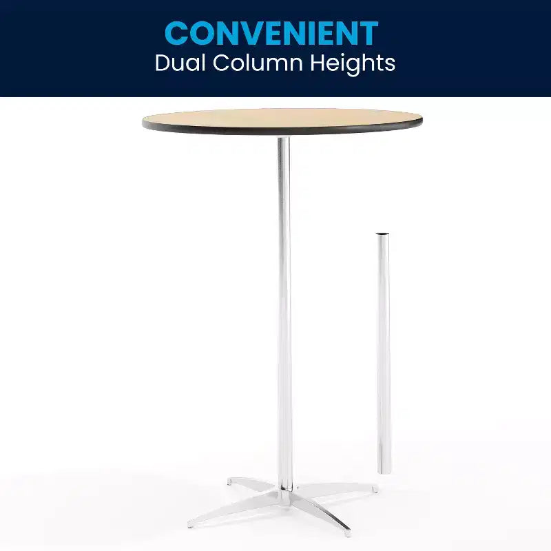 Mesa de cóctel redonda de madera de 30'' con columnas de 30'' y 42''
