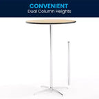 Mesa de cóctel redonda de madera de 30'' con columnas de 30'' y 42''