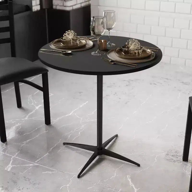Mesa de cóctel redonda de madera de 30'' con columnas de 30'' y 42''