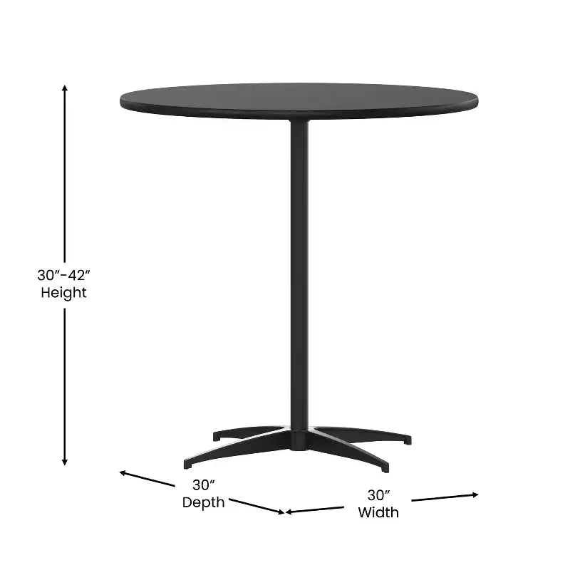 Mesa de cóctel redonda de madera de 30'' con columnas de 30'' y 42''