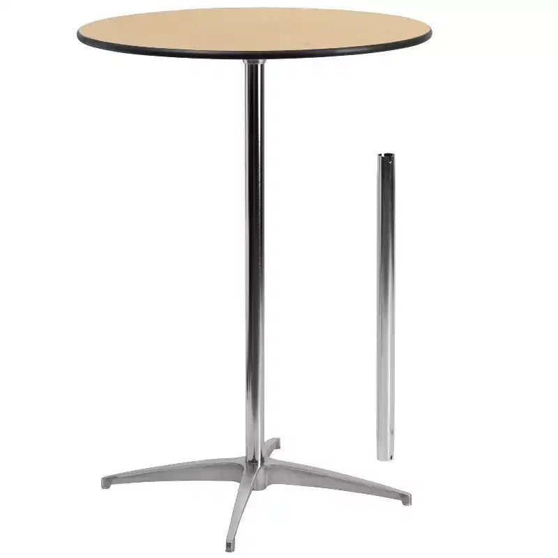 Mesa de cóctel redonda de madera de 30'' con columnas de 30'' y 42''