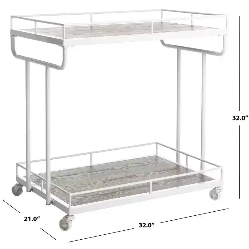 Carrito de bar rectangular de 2 niveles