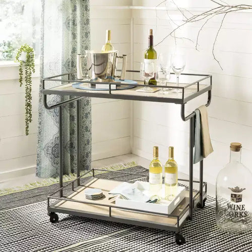 Carrito de bar rectangular de 2 niveles