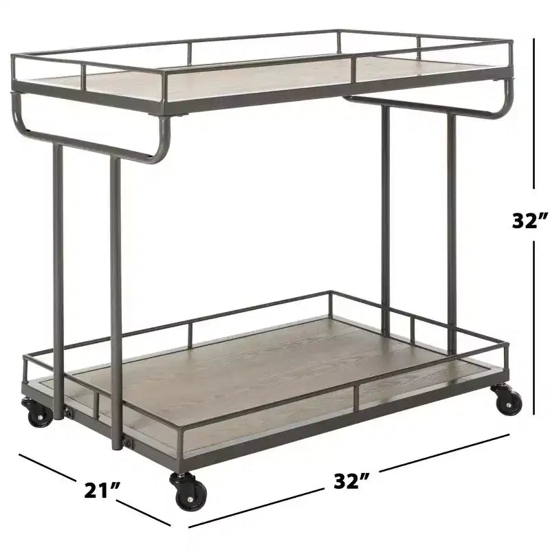 Carrito de bar rectangular de 2 niveles