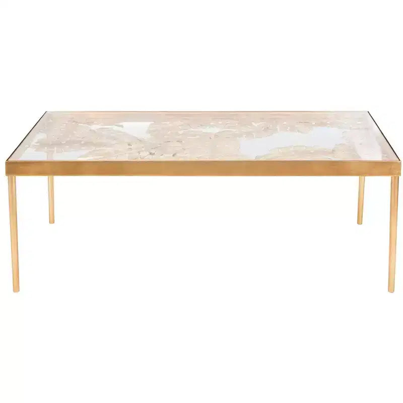 Leilani Palm Leaf Coffee Table - Gold Leaf/Glass - Safavieh