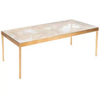 Mesa de centro Leilani de hoja de palma - Pan de oro/Cristal