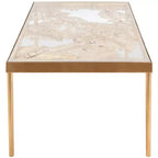 Mesa de centro Leilani de hoja de palma - Pan de oro/Cristal