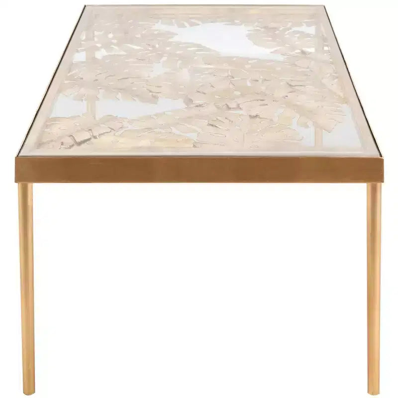 Mesa de centro Leilani de hoja de palma - Pan de oro/Cristal