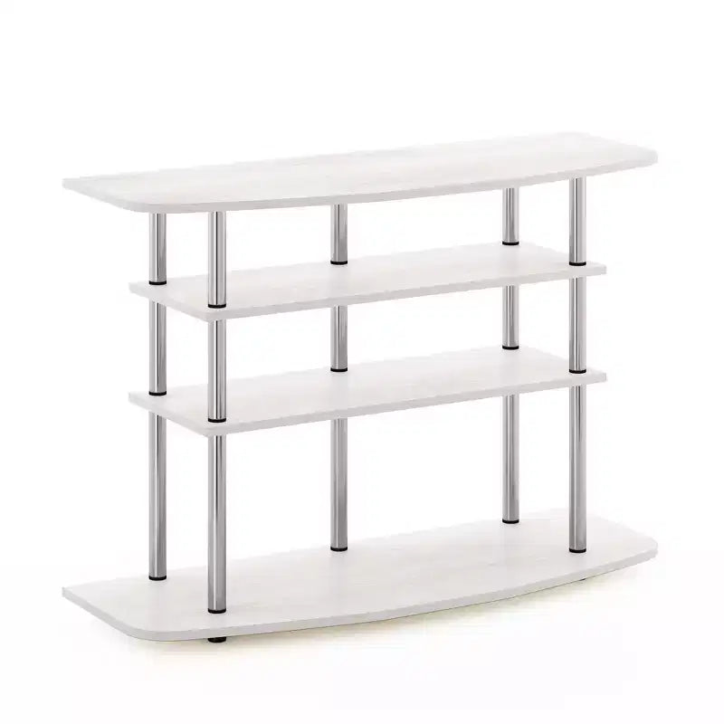 Furinno 4-Tier No Tools TV Stand Entertainment Center Hold up to 46 TV White Oak