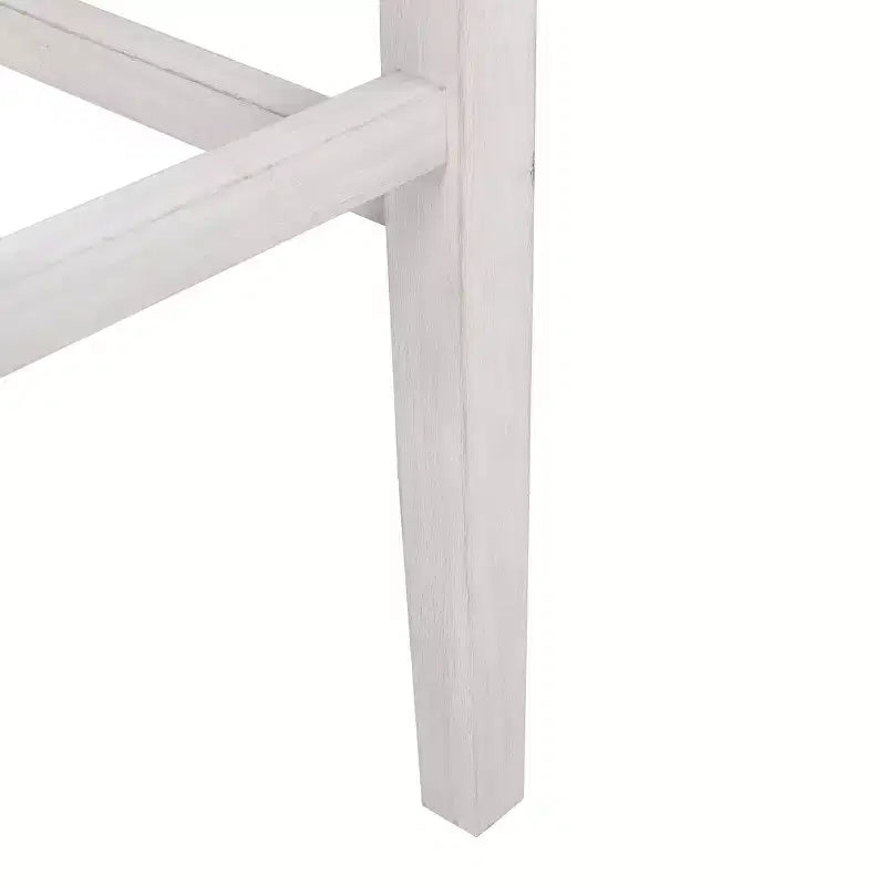 29 Taburete de bar con asiento tapizado tipo silla de montar, blanco antiguo/azul marino