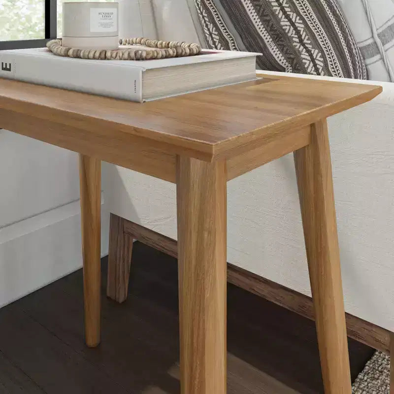 Mesa auxiliar rectangular de mediados de siglo moderna, mesa auxiliar de madera maciza para sala de estar