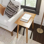 Mesa auxiliar rectangular de mediados de siglo moderna, mesa auxiliar de madera maciza para sala de estar