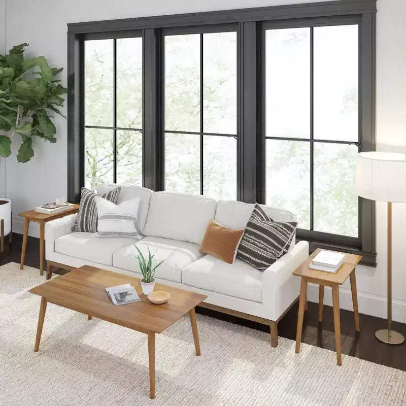 Mesa auxiliar rectangular de mediados de siglo moderna, mesa auxiliar de madera maciza para sala de estar