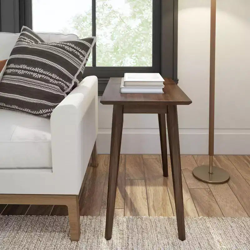 Mesa auxiliar rectangular de mediados de siglo moderna, mesa auxiliar de madera maciza para sala de estar
