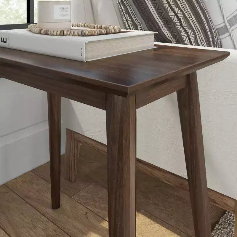 Mesa auxiliar rectangular de mediados de siglo moderna, mesa auxiliar de madera maciza para sala de estar