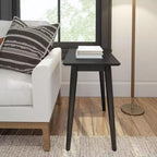 Mesa auxiliar rectangular de mediados de siglo moderna, mesa auxiliar de madera maciza para sala de estar
