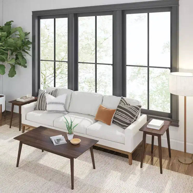 Mesa auxiliar rectangular de mediados de siglo moderna, mesa auxiliar de madera maciza para sala de estar