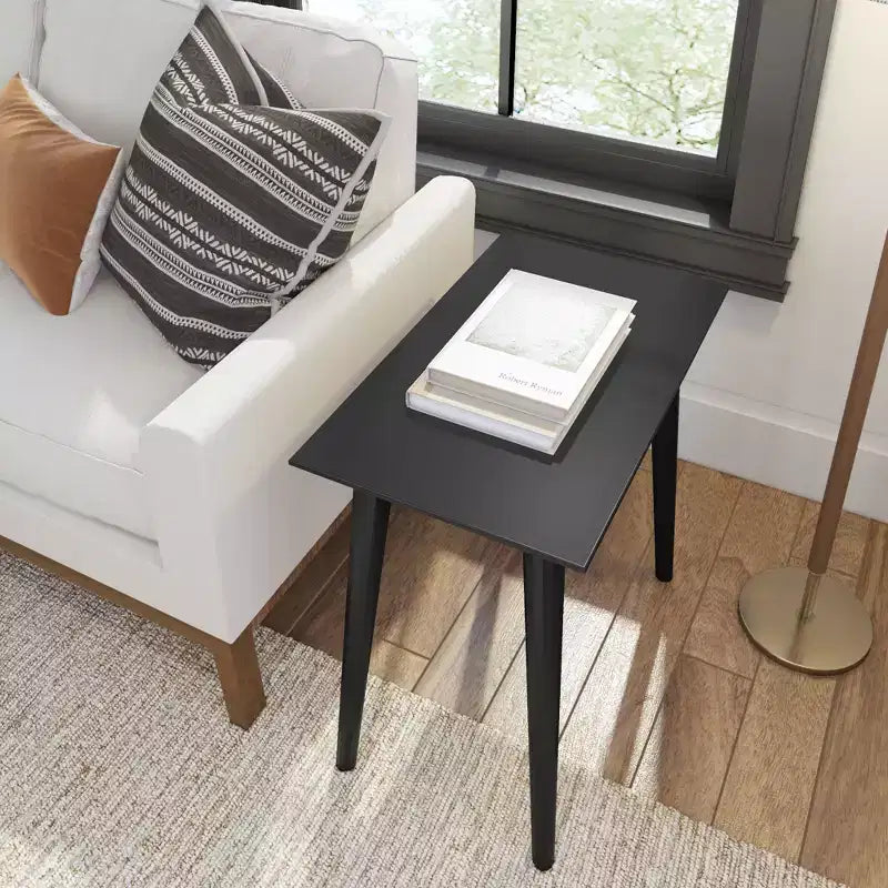 Mesa auxiliar rectangular de mediados de siglo moderna, mesa auxiliar de madera maciza para sala de estar