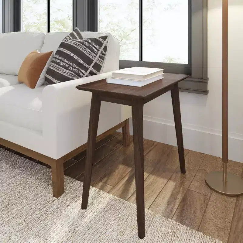Plank+Beam Mid Century Modern Rectangular Side Table, Solid Wood End Table for Living Room