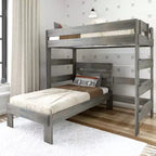 Plank+Beam Solid Wood Farmhouse Twin over Twin L-Shaped Bunk Bed for Adults