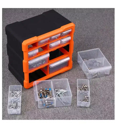 Cajonera de Almacenamiento de Plástico con 12 Cajones, Organizador Apilable, Contenedor con Múltiples Compartimentos