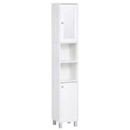 kleankin Tall Bathroom Storage Cabinet with Mirror, Wooden Freestanding Tower Cabinet with Adjustable Shelves, for Bathroom, or Living Room