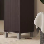 Mueble Alto de Baño con Espejo, Armario de Torre de Madera Independiente con Estantes Ajustables