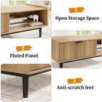 Mesa de Centro Mid Century Modern con Detalles Acanalados 108 cm (L) x 55 cm (An) x 40 cm (Al)