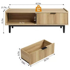 Mesa de Centro Mid Century Modern con Detalles Acanalados 108 cm (L) x 55 cm (An) x 40 cm (Al)