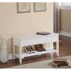 HOMLUX 35.5 Shoe Bench Storage Rack Ottoman with Open Shelf,White