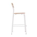 Taburetes de bar con estructura de metal y asientos y respaldos de madera maciza con acabado antiguo