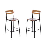 Emma and Oliver Set of 2 Bar Stools with Metal Frames and Solid Wood Seats and Backs with Antique Finishes