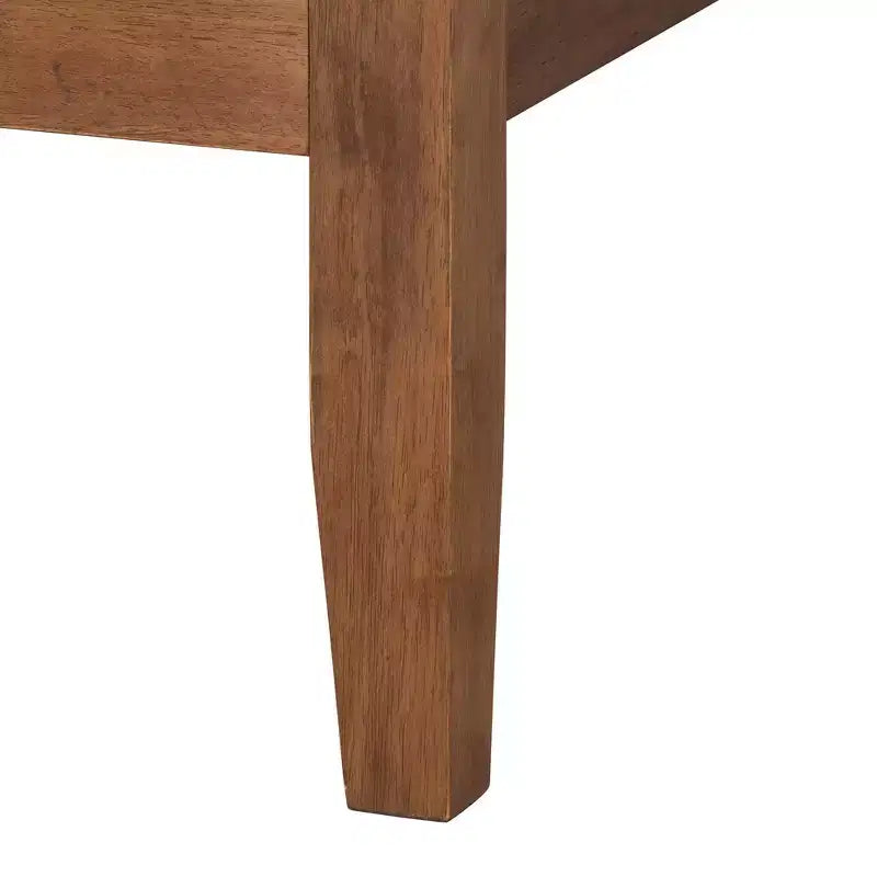 Cama tipo plataforma de madera con acabado nogal marrón moderno de mediados de siglo Salvatore