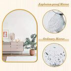 Espejo de baño moderno con marco de metal arqueado, espejo decorativo de pared