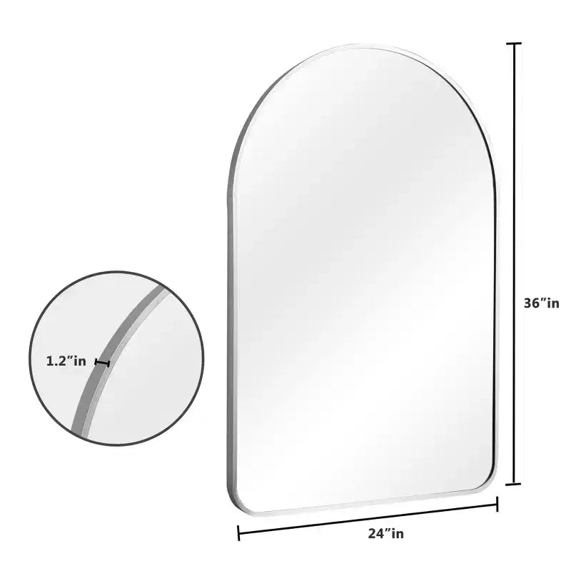 Espejo de baño moderno con marco de metal arqueado, espejo decorativo de pared