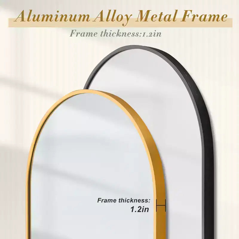 Espejo de baño moderno con marco de metal arqueado, espejo decorativo de pared