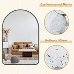 Espejo de baño moderno con marco de metal arqueado, espejo decorativo de pared