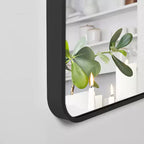 Espejo de baño moderno con marco de metal arqueado, espejo decorativo de pared