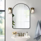 Espejo de baño moderno con marco de metal arqueado, espejo decorativo de pared