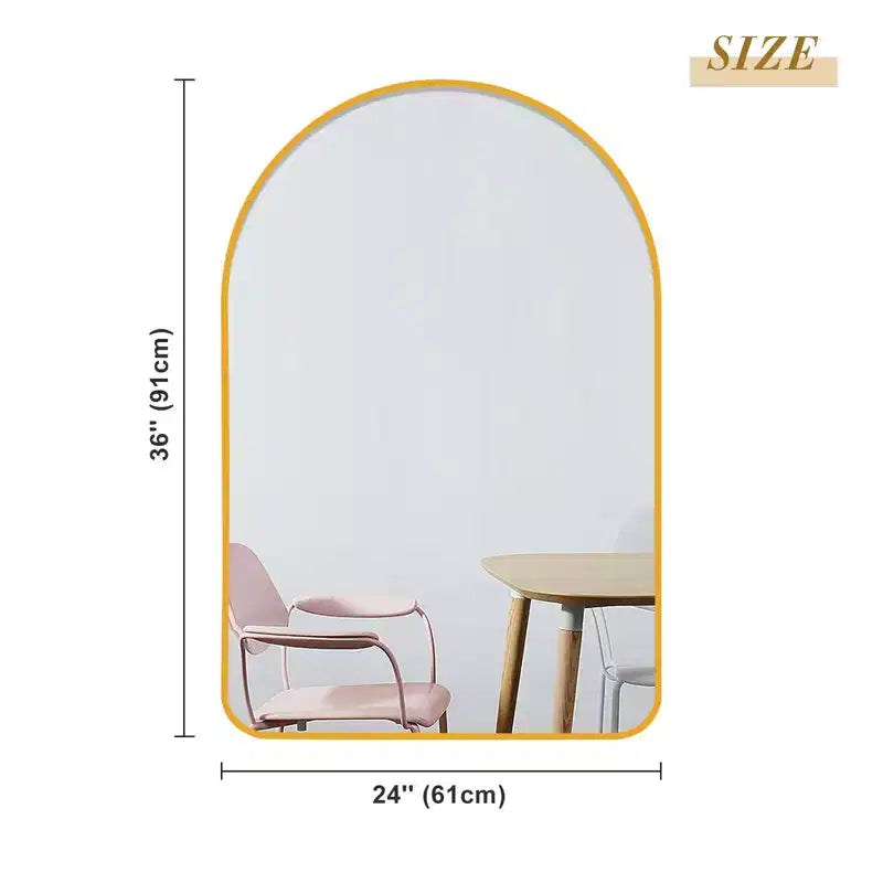 Espejo de baño moderno con marco de metal arqueado, espejo decorativo de pared